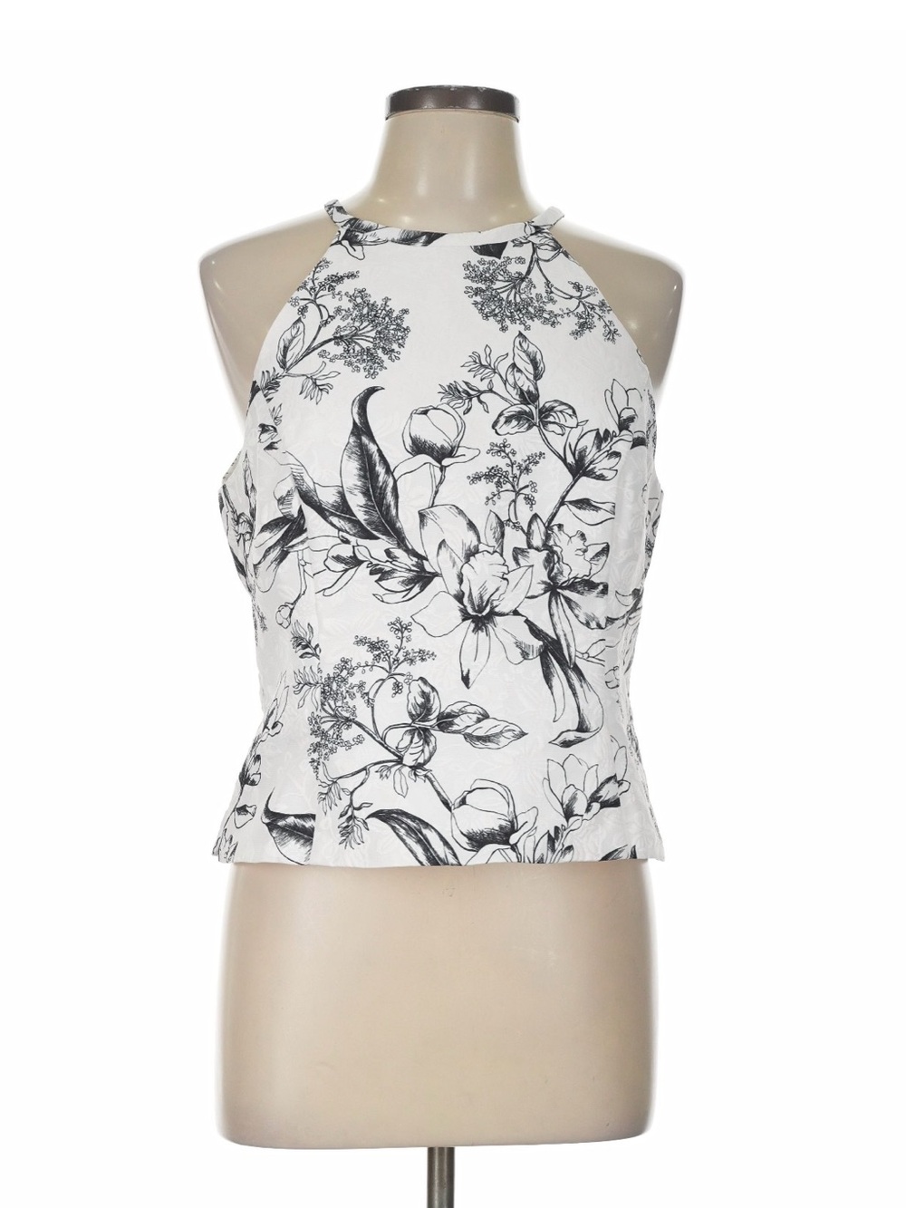 White House Black Market Black & White Floral Halter Camisole